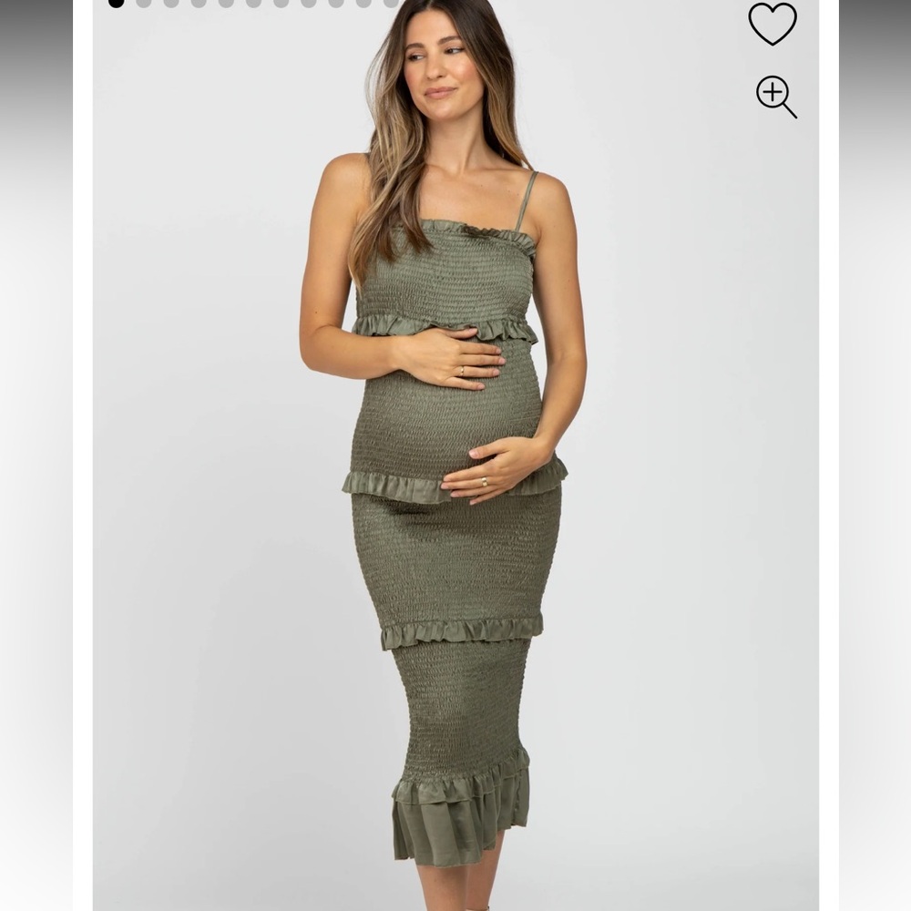 Pink Blush Olive Green Maternity Dress